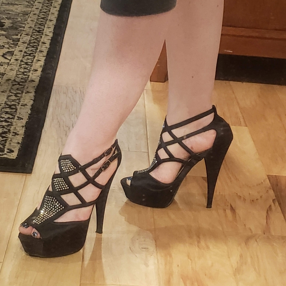 Satin Stilettos with Crystal Embellishments